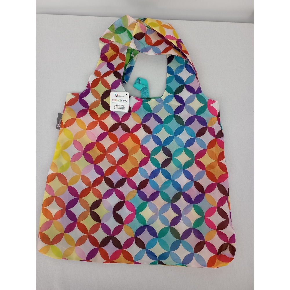 Erin Condren Reusable Bag Multicolor Geometric Pattern Colorful Rainbow - Picture 2 of 5